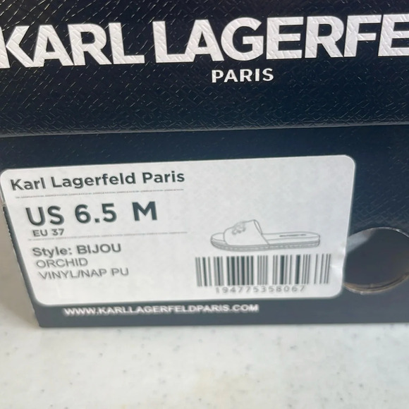 KARL LAGERFELD PARIS Pink Embellished Comfort Bijou Round Toe Platform 6.5 M - Picture 10 of 10